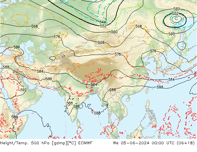 Z500/Rain (+SLP)/Z850 ECMWF We 05.06.2024 00 UTC