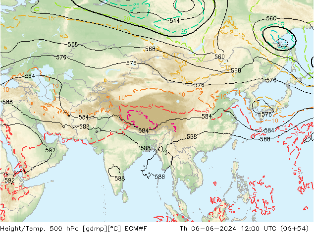 Z500/Rain (+SLP)/Z850 ECMWF Th 06.06.2024 12 UTC