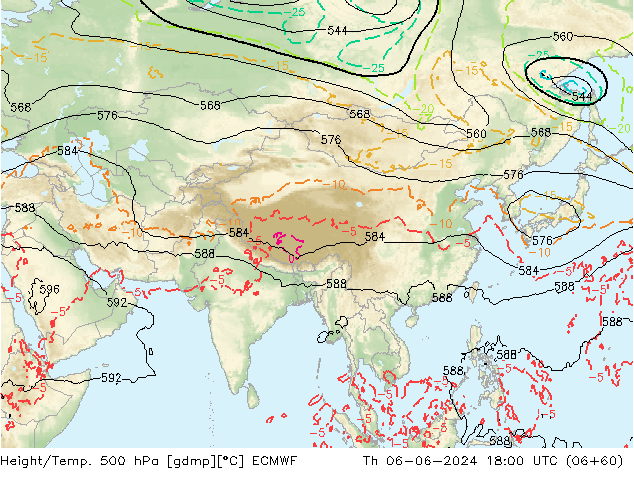 Z500/Rain (+SLP)/Z850 ECMWF czw. 06.06.2024 18 UTC