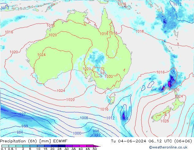 Z500/Rain (+SLP)/Z850 ECMWF wto. 04.06.2024 12 UTC