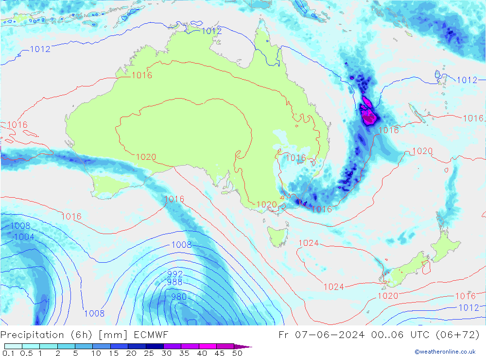 Z500/Rain (+SLP)/Z850 ECMWF vie 07.06.2024 06 UTC