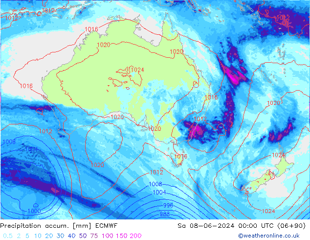 Nied. akkumuliert ECMWF Sa 08.06.2024 00 UTC