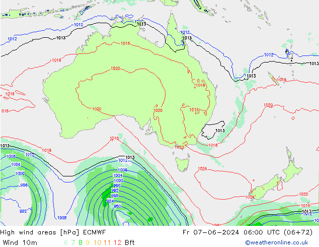 High wind areas ECMWF  07.06.2024 06 UTC