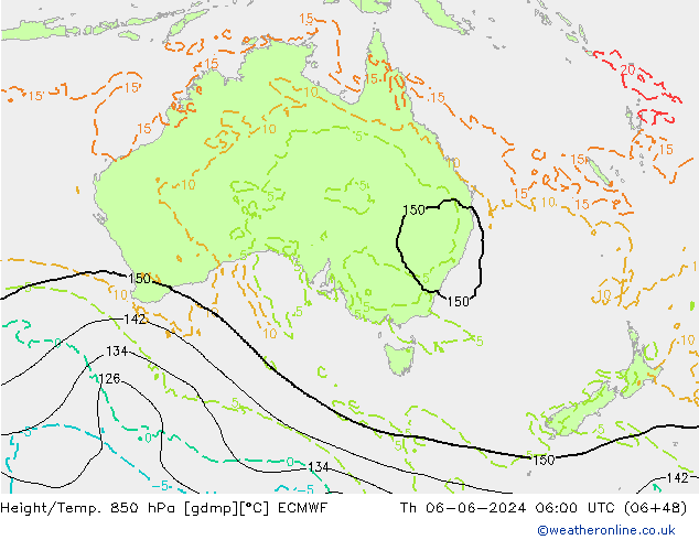 Hoogte/Temp. 850 hPa ECMWF do 06.06.2024 06 UTC