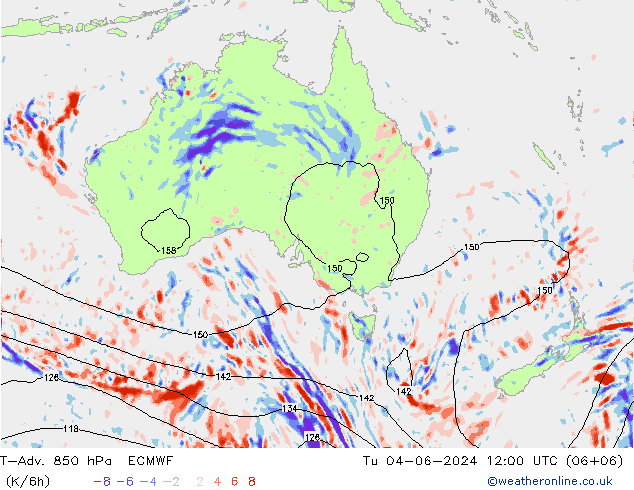 T-Adv. 850 hPa ECMWF mar 04.06.2024 12 UTC