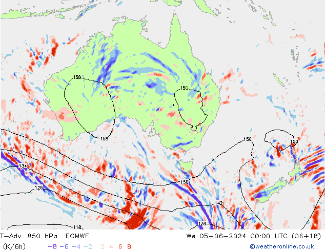 T-Adv. 850 hPa ECMWF wo 05.06.2024 00 UTC