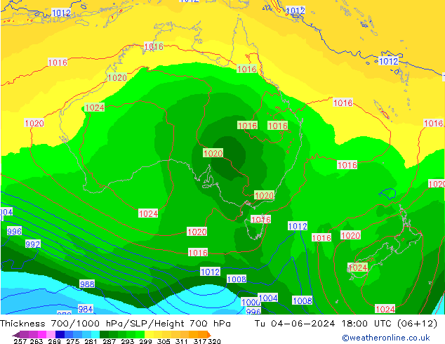 Thck 700-1000 hPa ECMWF Tu 04.06.2024 18 UTC