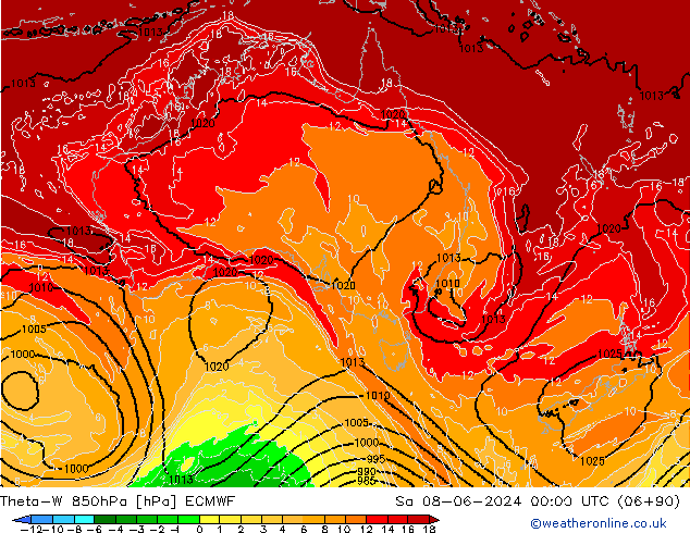 Theta-W 850hPa ECMWF sab 08.06.2024 00 UTC