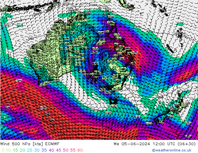 Wind 500 hPa ECMWF We 05.06.2024 12 UTC