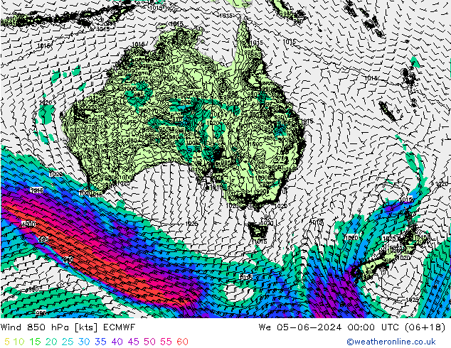 Wind 850 hPa ECMWF St 05.06.2024 00 UTC