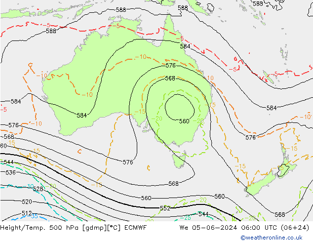 Z500/Yağmur (+YB)/Z850 ECMWF Çar 05.06.2024 06 UTC