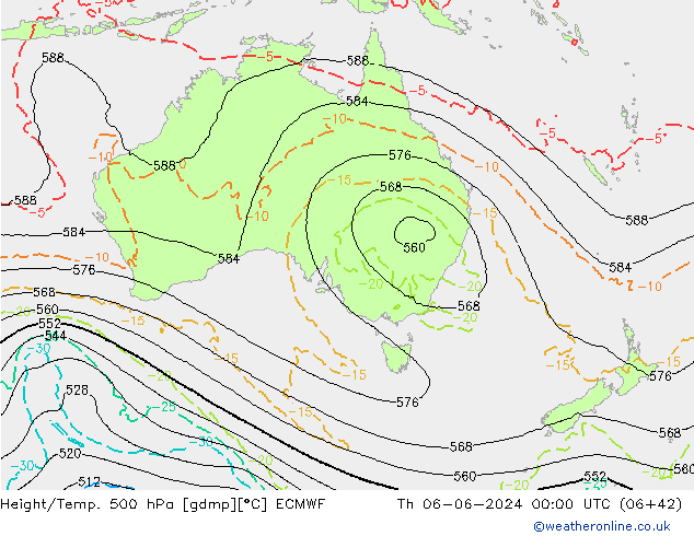 Z500/Rain (+SLP)/Z850 ECMWF gio 06.06.2024 00 UTC