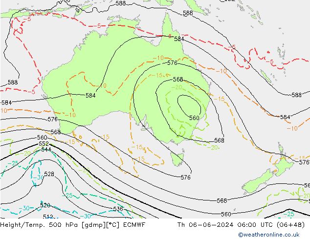 Z500/Rain (+SLP)/Z850 ECMWF czw. 06.06.2024 06 UTC