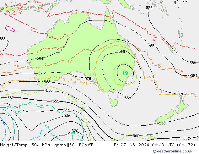 Yükseklik/Sıc. 500 hPa ECMWF Cu 07.06.2024 06 UTC