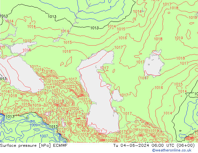 Yer basıncı ECMWF Sa 04.06.2024 06 UTC