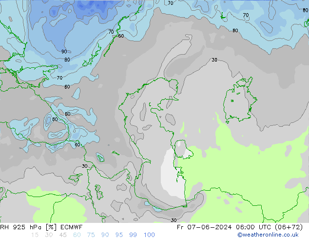 RH 925 hPa ECMWF Fr 07.06.2024 06 UTC