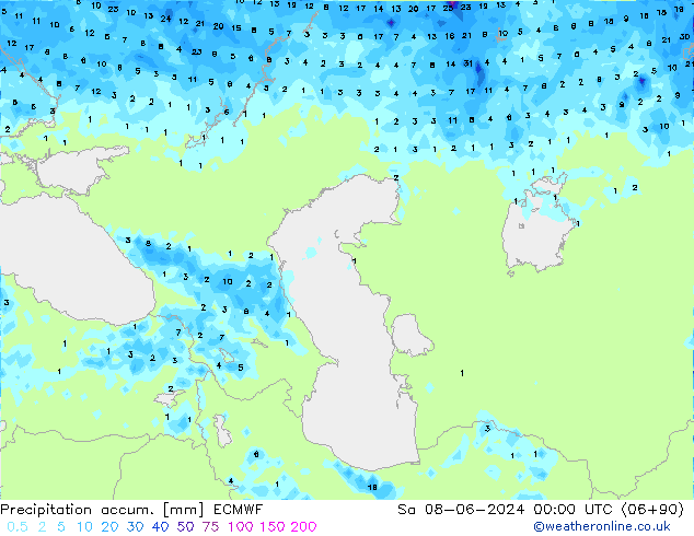 Precipitation accum. ECMWF  08.06.2024 00 UTC