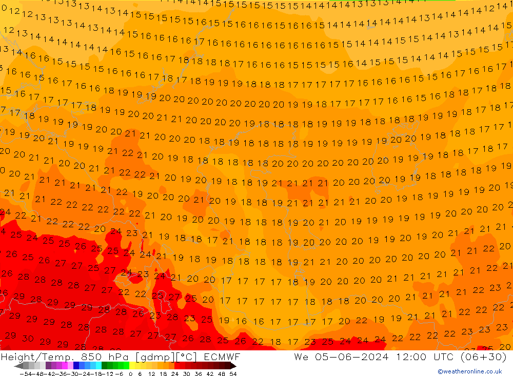 Z500/Rain (+SLP)/Z850 ECMWF We 05.06.2024 12 UTC