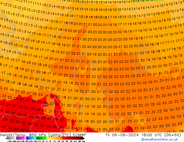 Z500/Rain (+SLP)/Z850 ECMWF jue 06.06.2024 18 UTC