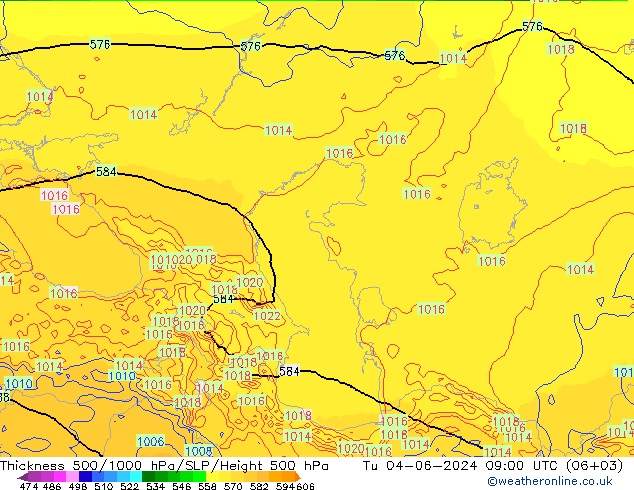 Schichtdicke 500-1000 hPa ECMWF Di 04.06.2024 09 UTC