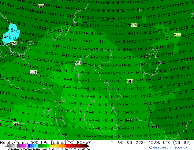 Z500/Rain (+SLP)/Z850 ECMWF jue 06.06.2024 18 UTC