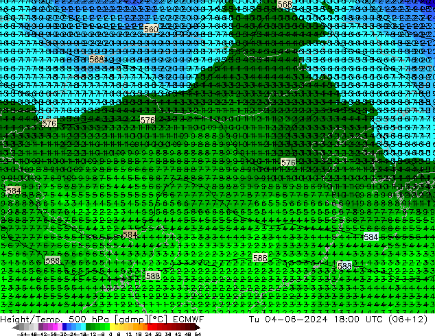 Height/Temp. 500 hPa ECMWF mar 04.06.2024 18 UTC