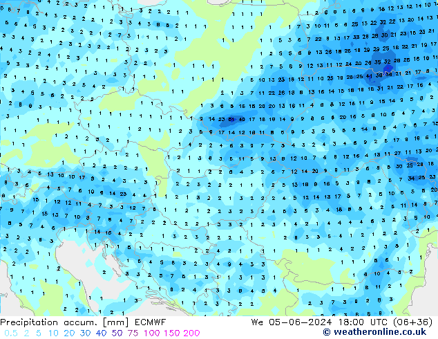 Precipitation accum. ECMWF St 05.06.2024 18 UTC