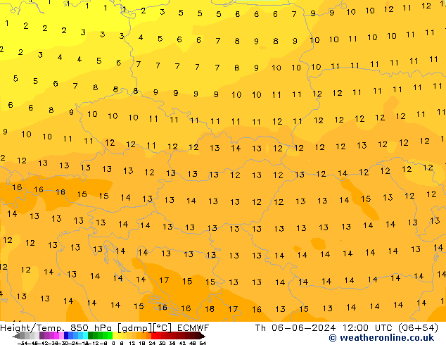 Z500/Rain (+SLP)/Z850 ECMWF Do 06.06.2024 12 UTC