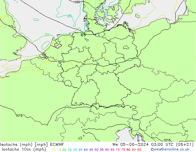 Isotachen (mph) ECMWF wo 05.06.2024 03 UTC