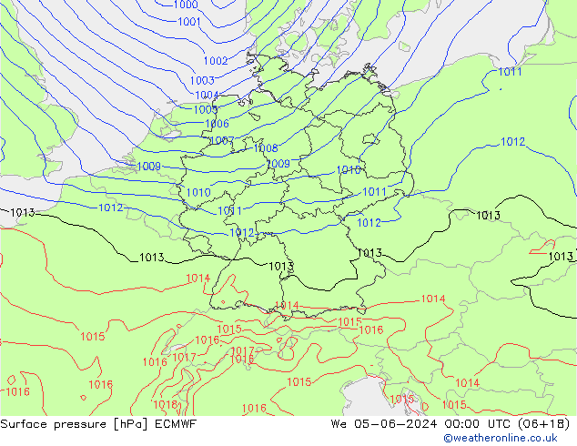 Bodendruck ECMWF Mi 05.06.2024 00 UTC