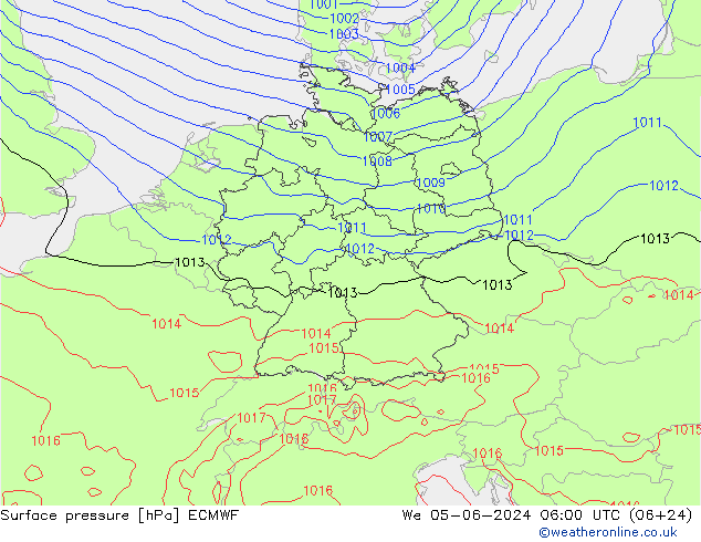 Surface pressure ECMWF We 05.06.2024 06 UTC