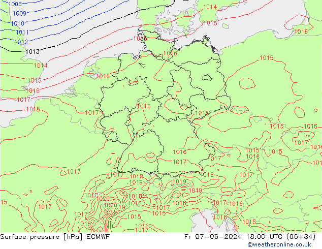 Bodendruck ECMWF Fr 07.06.2024 18 UTC