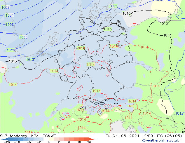 Tendance de pression  ECMWF mar 04.06.2024 12 UTC