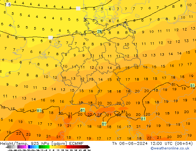 Height/Temp. 925 hPa ECMWF Do 06.06.2024 12 UTC