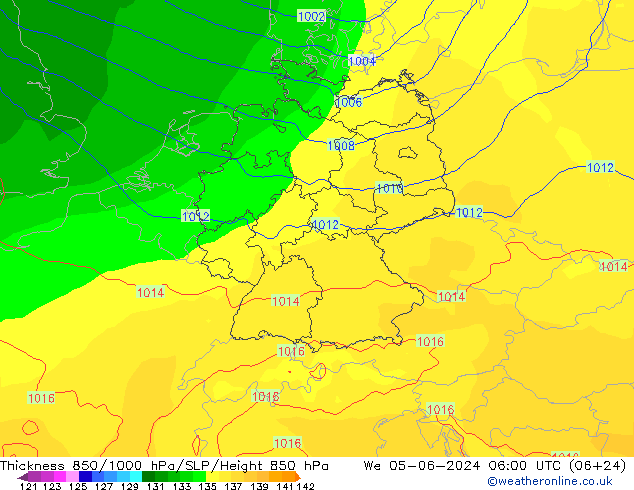 Thck 850-1000 hPa ECMWF  05.06.2024 06 UTC