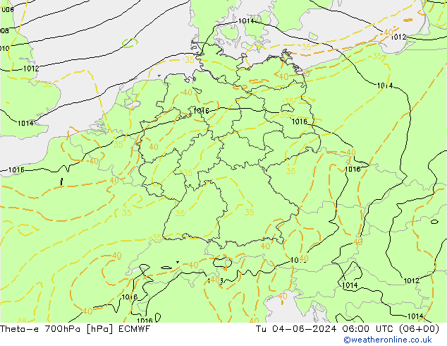 Theta-e 700hPa ECMWF mar 04.06.2024 06 UTC