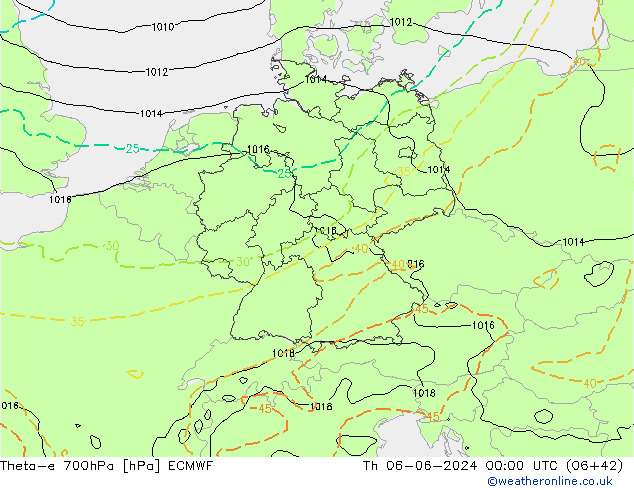 Theta-e 700hPa ECMWF Do 06.06.2024 00 UTC