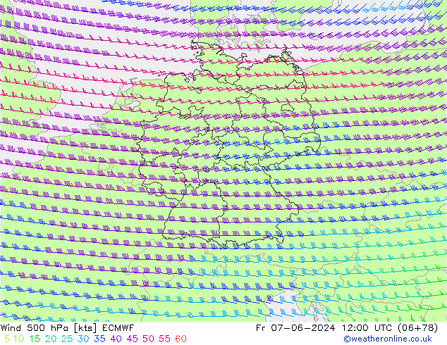 ветер 500 гПа ECMWF пт 07.06.2024 12 UTC