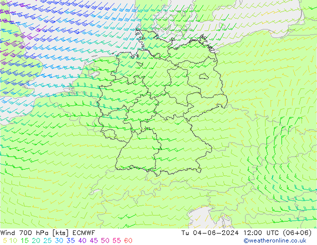 Vent 700 hPa ECMWF mar 04.06.2024 12 UTC