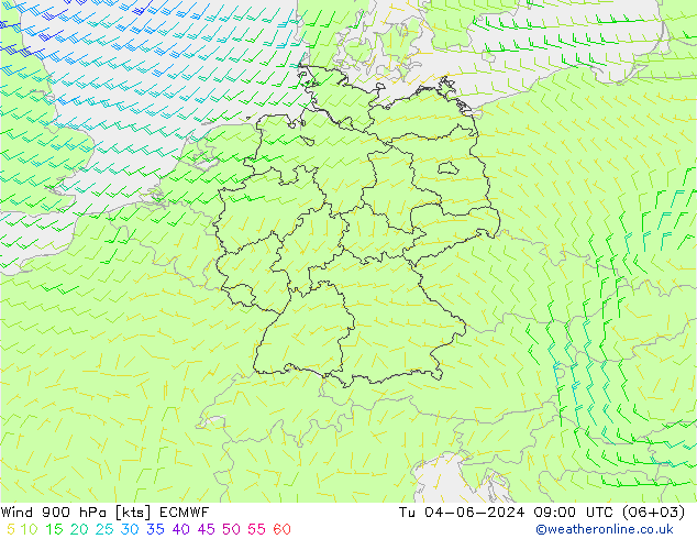 Viento 900 hPa ECMWF mar 04.06.2024 09 UTC