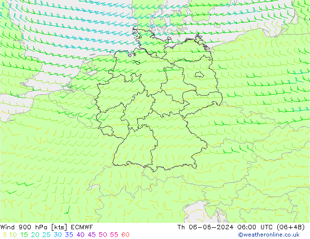 Wind 900 hPa ECMWF Th 06.06.2024 06 UTC