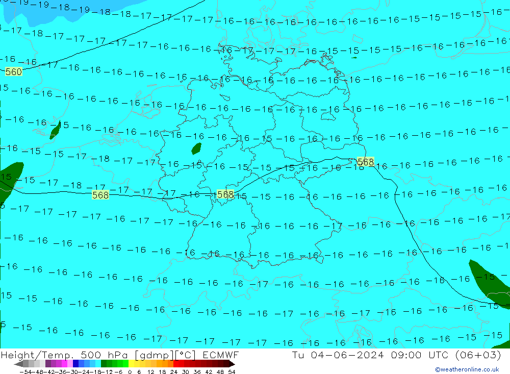 Height/Temp. 500 hPa ECMWF Ter 04.06.2024 09 UTC