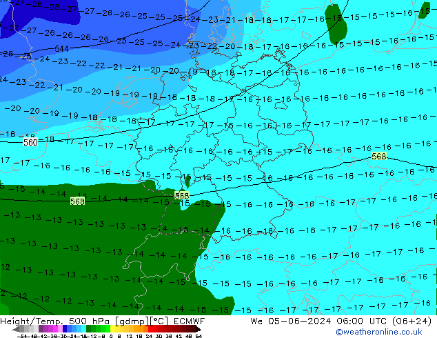 Z500/Rain (+SLP)/Z850 ECMWF 星期三 05.06.2024 06 UTC