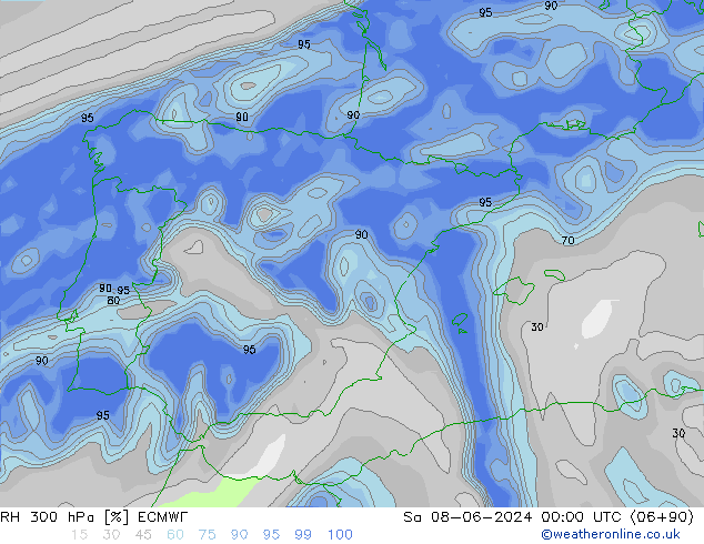 RV 300 hPa ECMWF za 08.06.2024 00 UTC