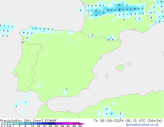 Z500/Rain (+SLP)/Z850 ECMWF czw. 06.06.2024 12 UTC