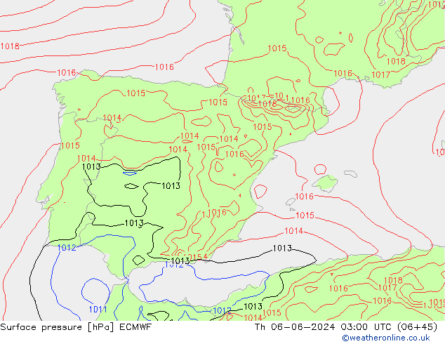 Yer basıncı ECMWF Per 06.06.2024 03 UTC