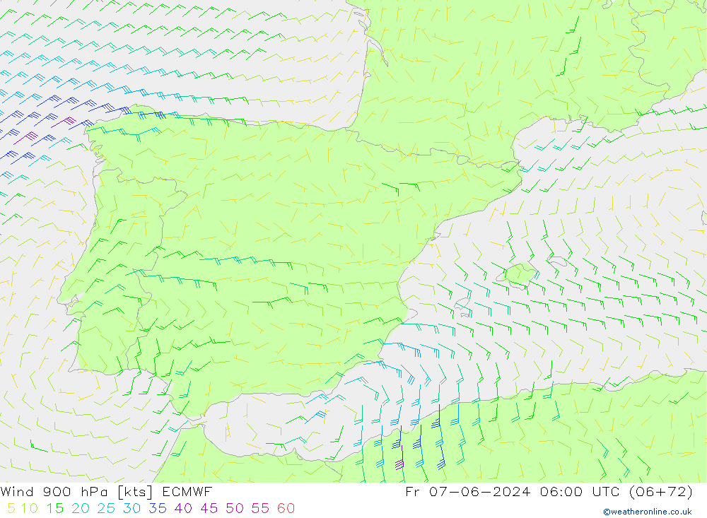 Vento 900 hPa ECMWF Sex 07.06.2024 06 UTC