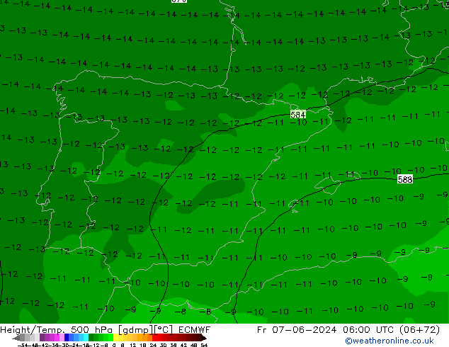 Height/Temp. 500 hPa ECMWF Fr 07.06.2024 06 UTC