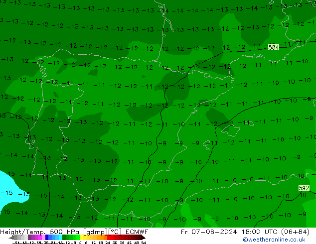 Z500/Rain (+SLP)/Z850 ECMWF Fr 07.06.2024 18 UTC