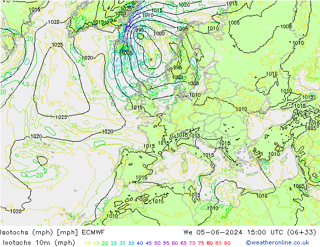 Isotachs (mph) ECMWF ср 05.06.2024 15 UTC